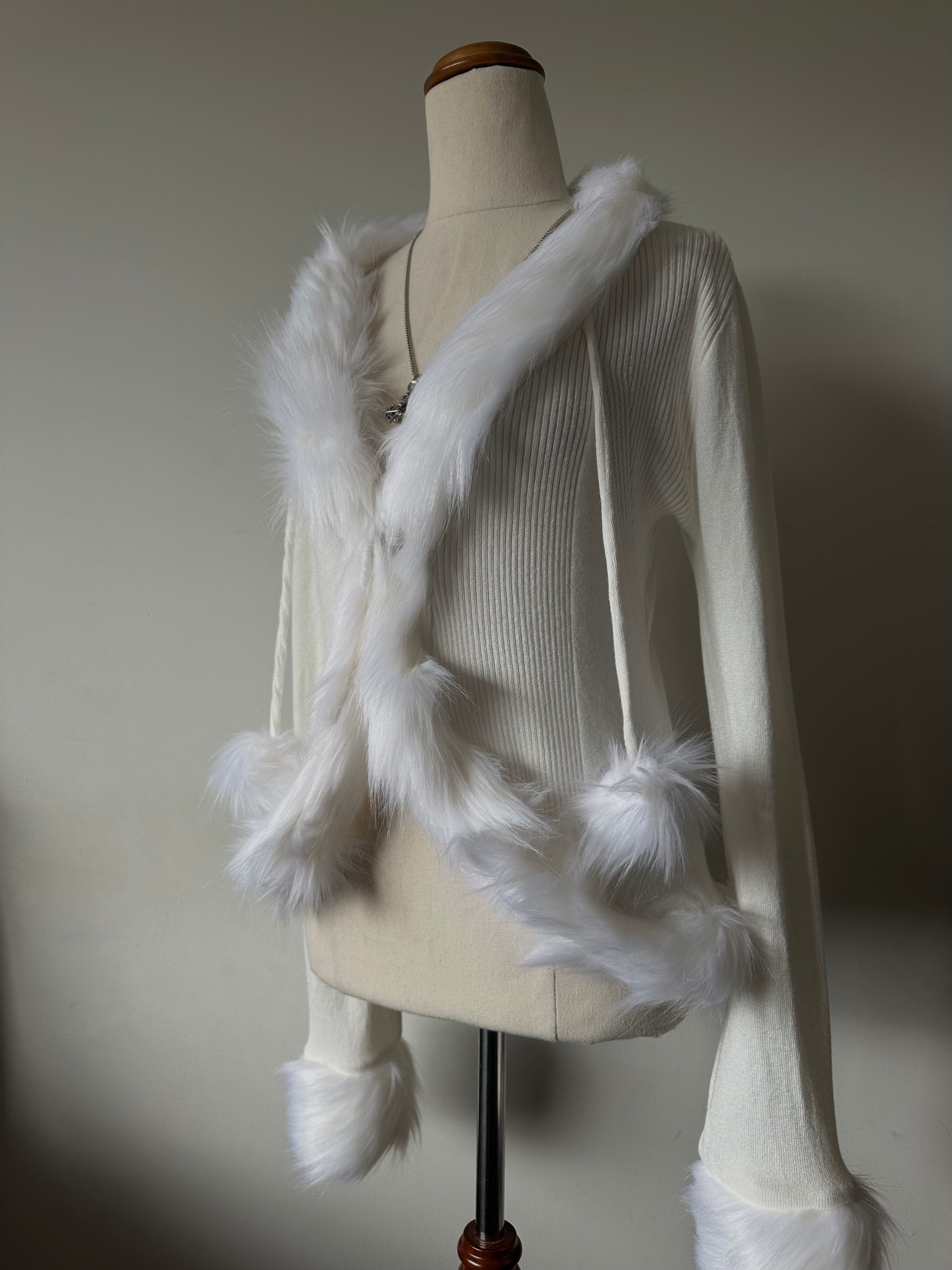 White Fur Cardigan