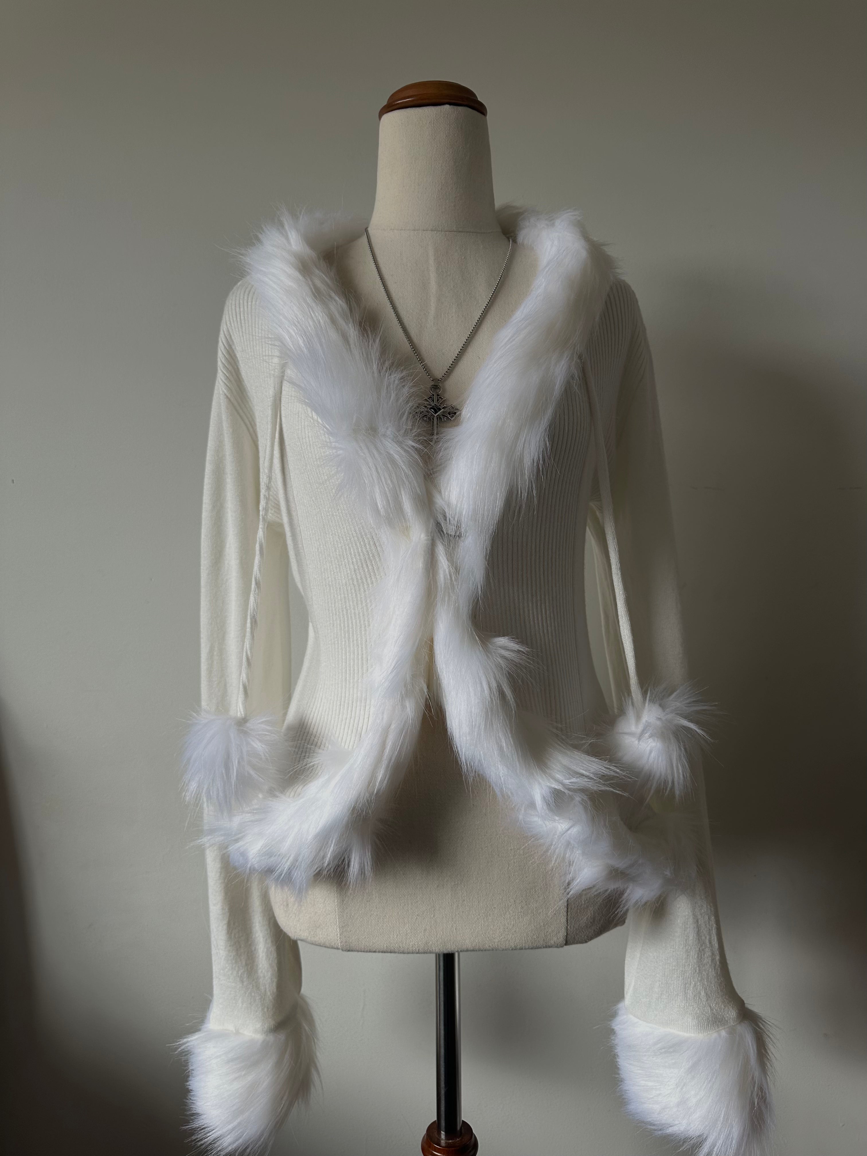 White Fur Cardigan