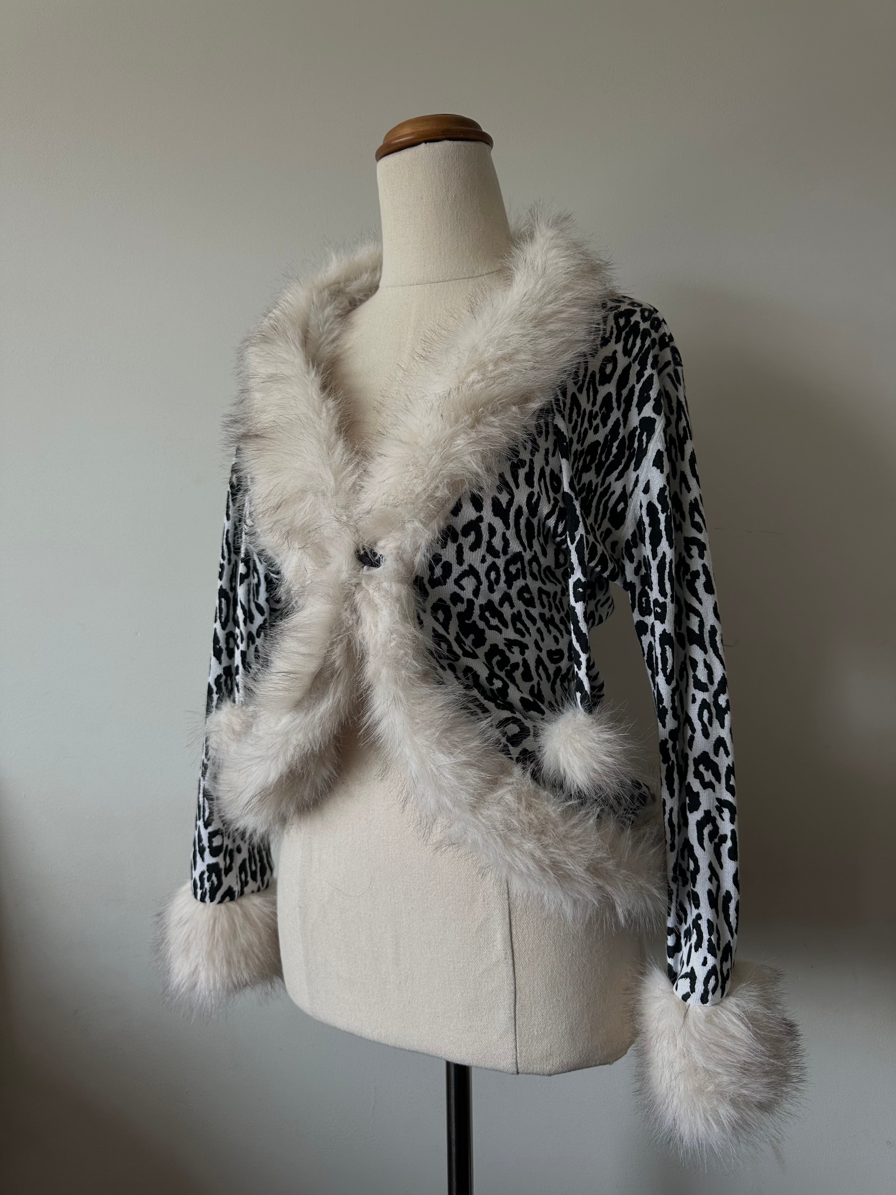White Leopard Cardigan