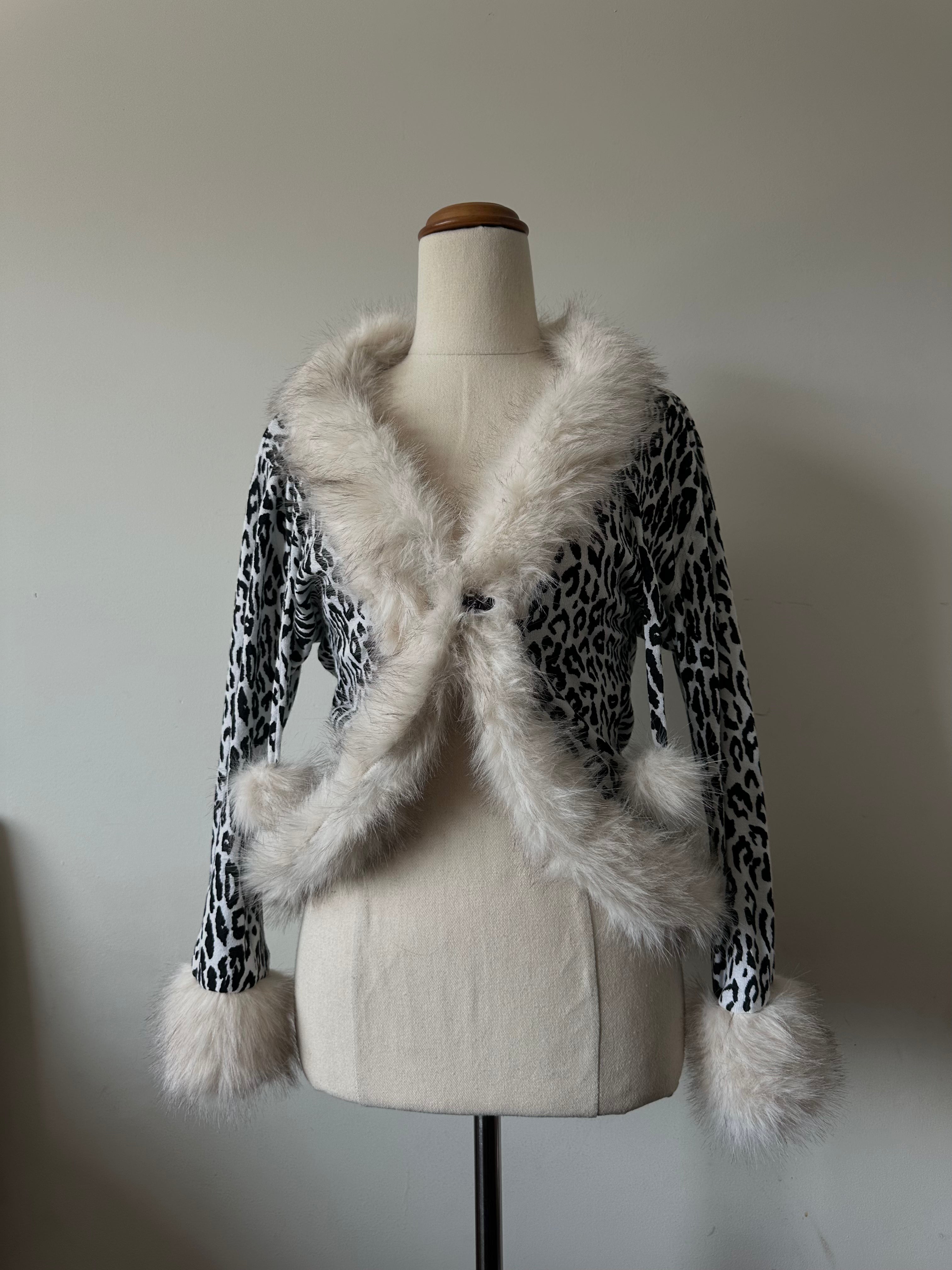 White Leopard Cardigan